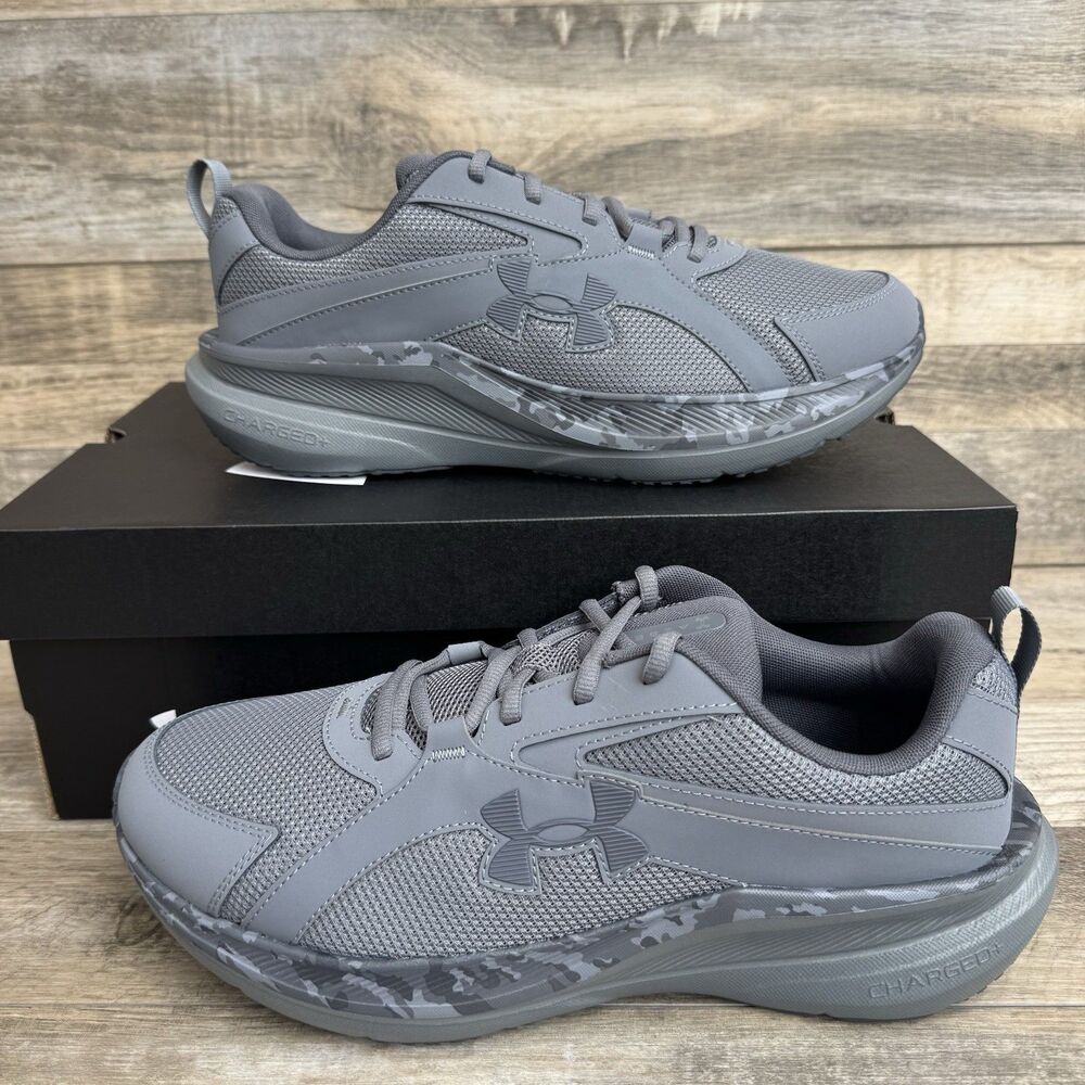 New Under Armour Charged Assert 11 Camo Men's Running Shoes Gray Lightweight
